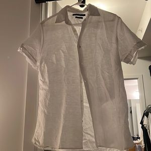 Perry Ellis White Linen Blend Shirt Size Medium NEW WITHOUT TAGS